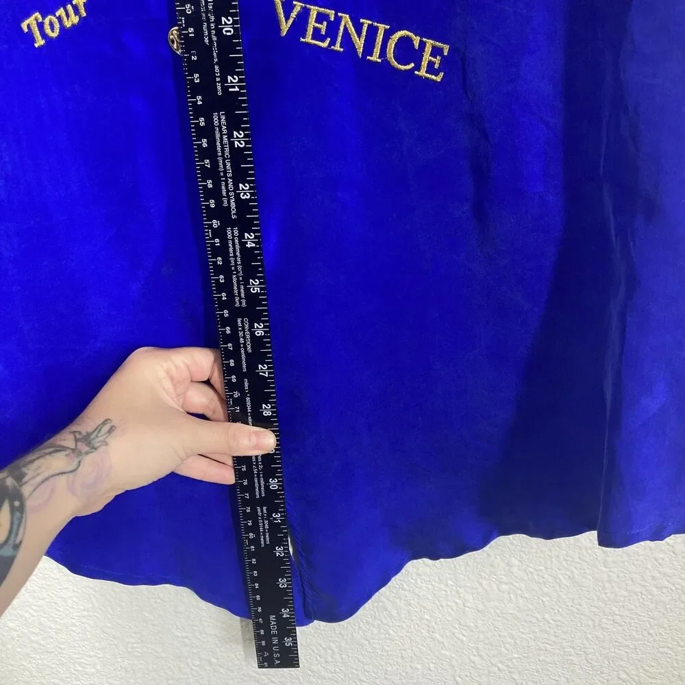 Vintage Strictly Silk Shirt Womens Medium Travel Embroidered Rome Venice St - Picture 8 of 16